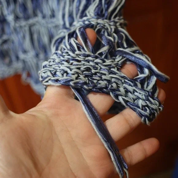 Marilena Chicago Vintage Blue Loose Knit Tank Top Medium Romania - Picture 6 of 10